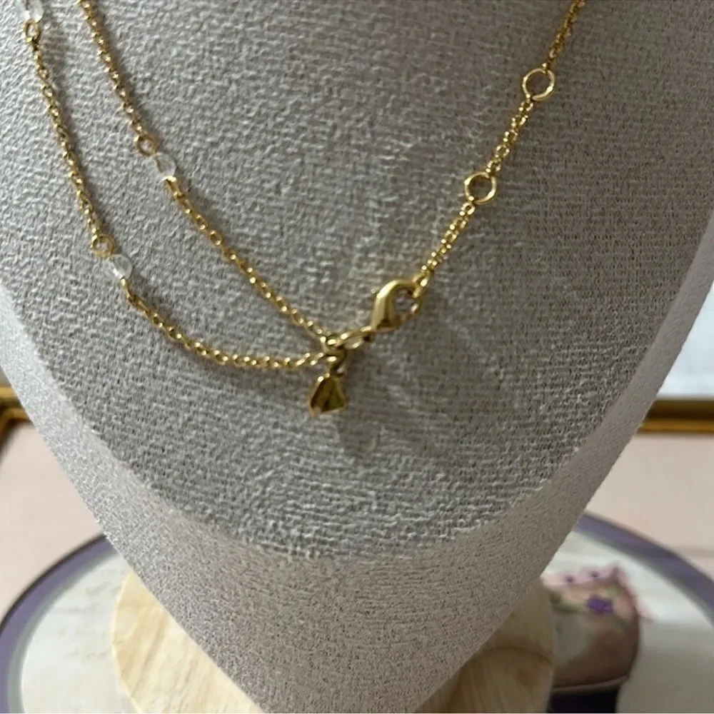 J.Crew Double Strand Hold Tone Beaded Sparkles This is My Lucky Charm Necklace